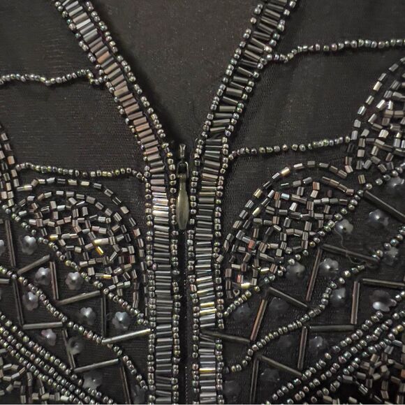 Pisarro Nights Sleeveless Beaded Black Special Occasion Maxi Gown Dress Size 6 - Picture 10 of 10